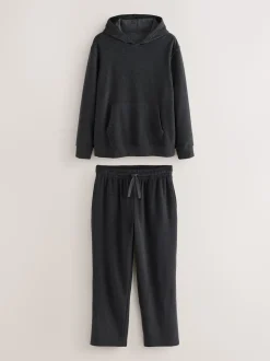 Charcoal Grey Hooded Towelling Pyjamas Set