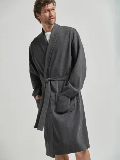 Charcoal Grey Lightweight Waffle Dressing Gown