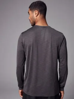 Charcoal Grey Long Sleeve Tee Active Gym Training Top