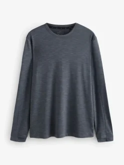 Charcoal Grey Long Sleeve Tee Active Gym Training Top