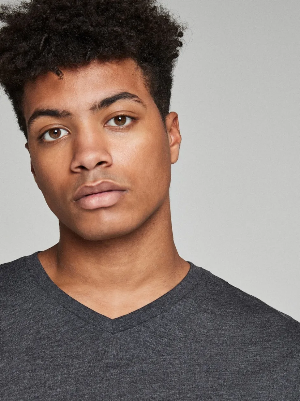 Charcoal Grey Marl Regular Fit Essential V-Neck T-Shirt