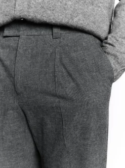Charcoal Grey Regular Fit Smart Brushed Cotton Textured Trousers