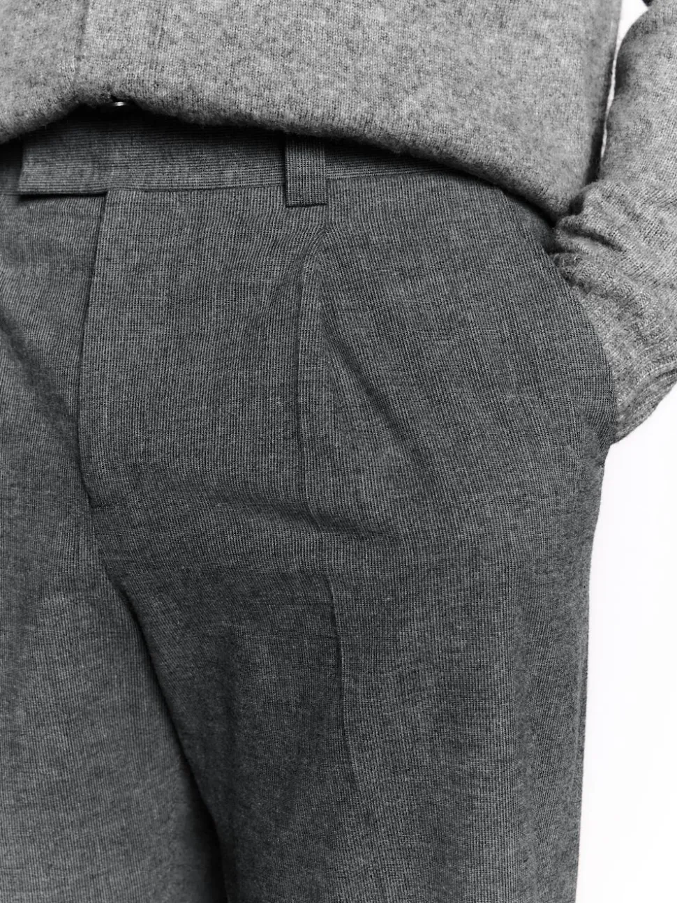 Charcoal Grey Regular Fit Smart Brushed Cotton Textured Trousers
