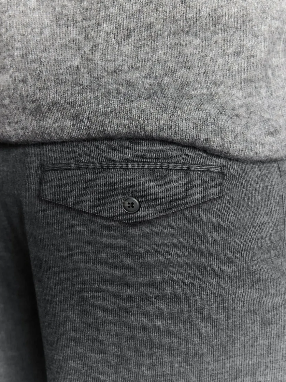 Charcoal Grey Regular Fit Smart Brushed Cotton Textured Trousers