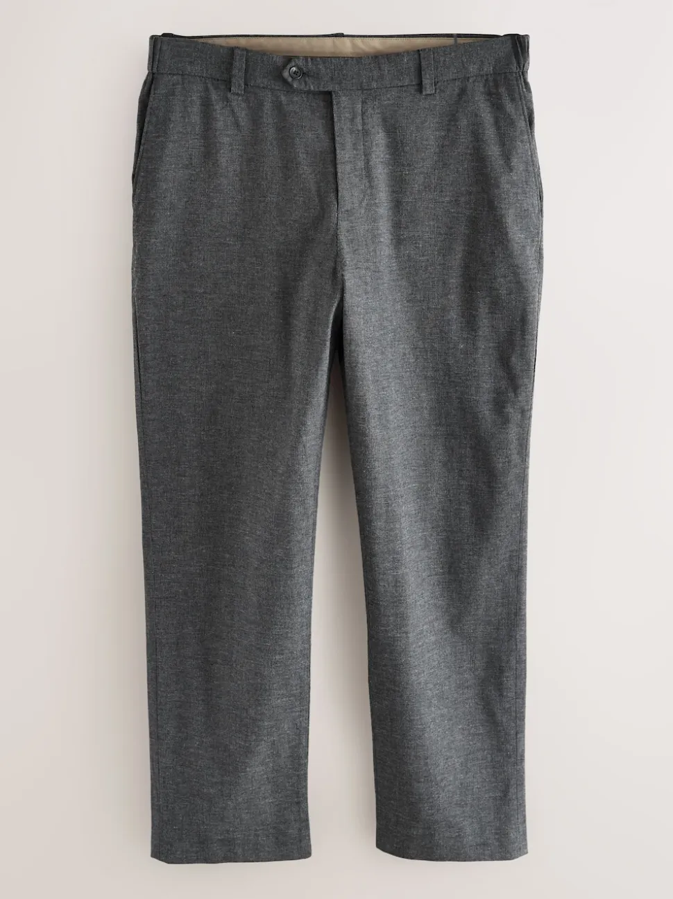 Charcoal Grey Regular Fit Smart Brushed Cotton Textured Trousers