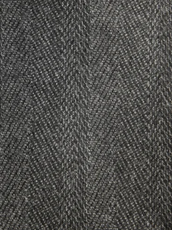 Charcoal Grey Regular Fit Signature Marzotto 100% Italian Wool Herringbone Suit Jacket