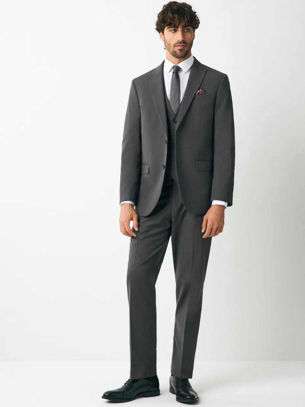 Charcoal Grey Regular Fit Two Button Suit Jacket