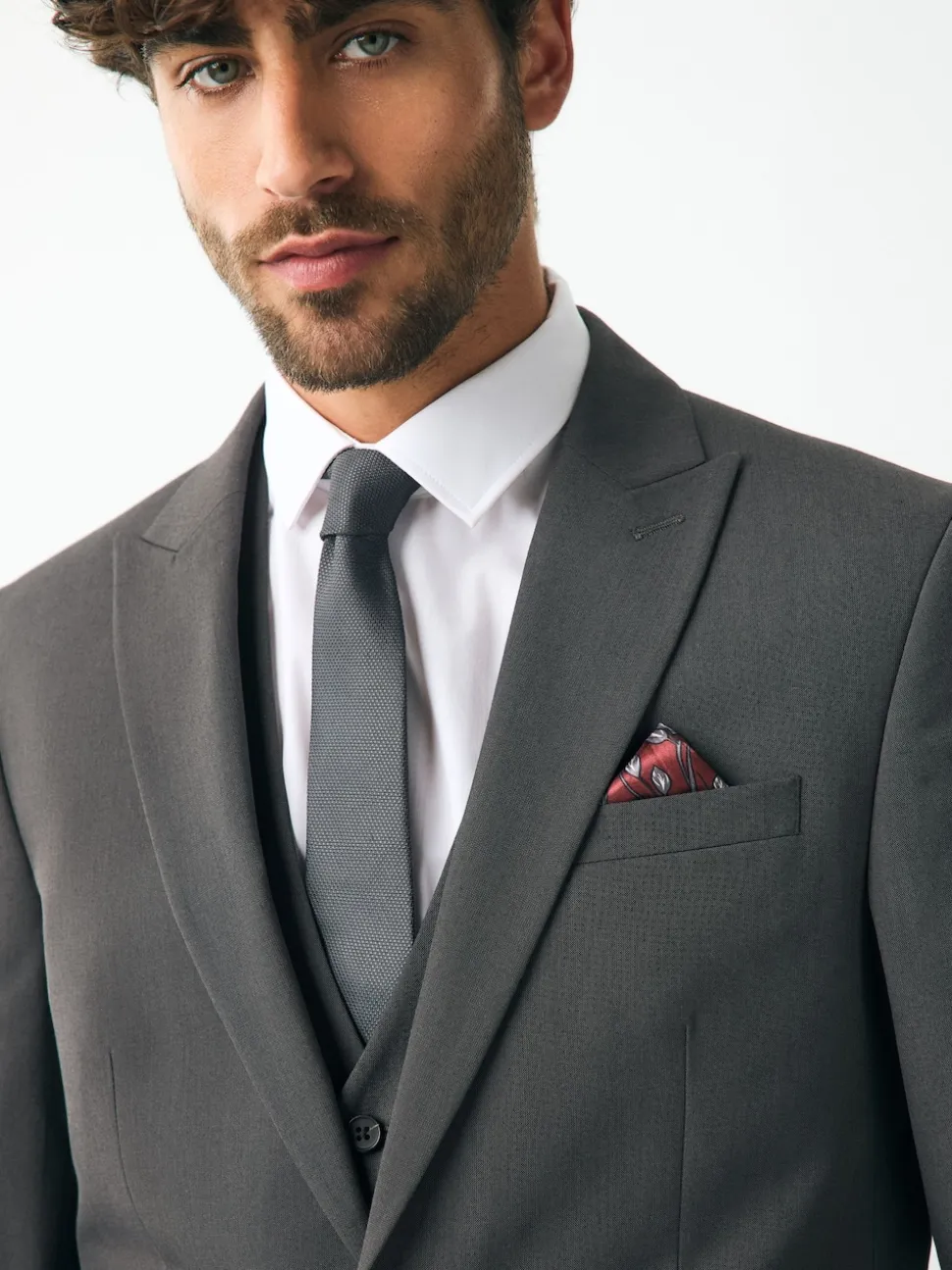 Charcoal Grey Regular Fit Two Button Suit Jacket