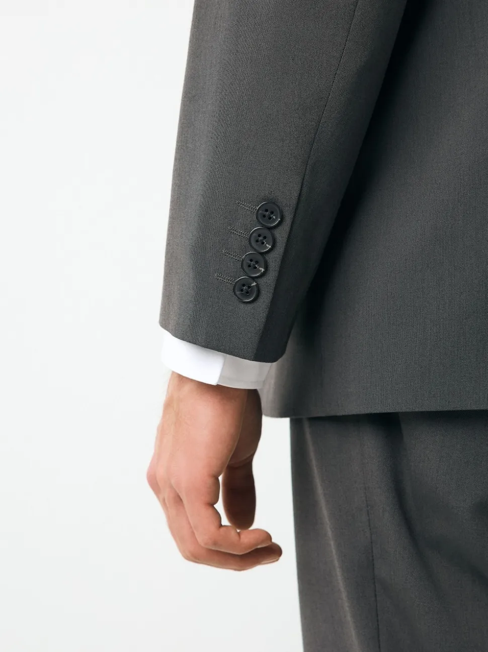 Charcoal Grey Regular Fit Two Button Suit Jacket