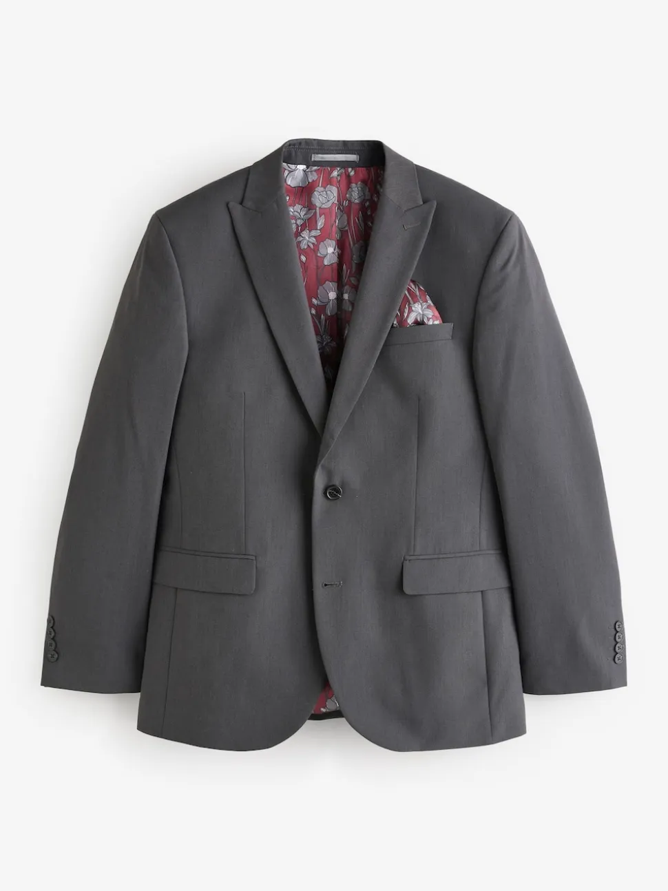 Charcoal Grey Regular Fit Two Button Suit Jacket