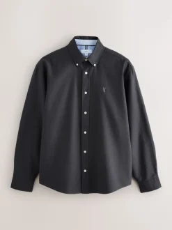 Charcoal Grey Regular Fit Long Sleeve Oxford Shirt