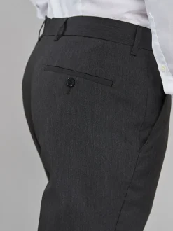 Charcoal Grey Regular Fit Stretch Smart Trousers