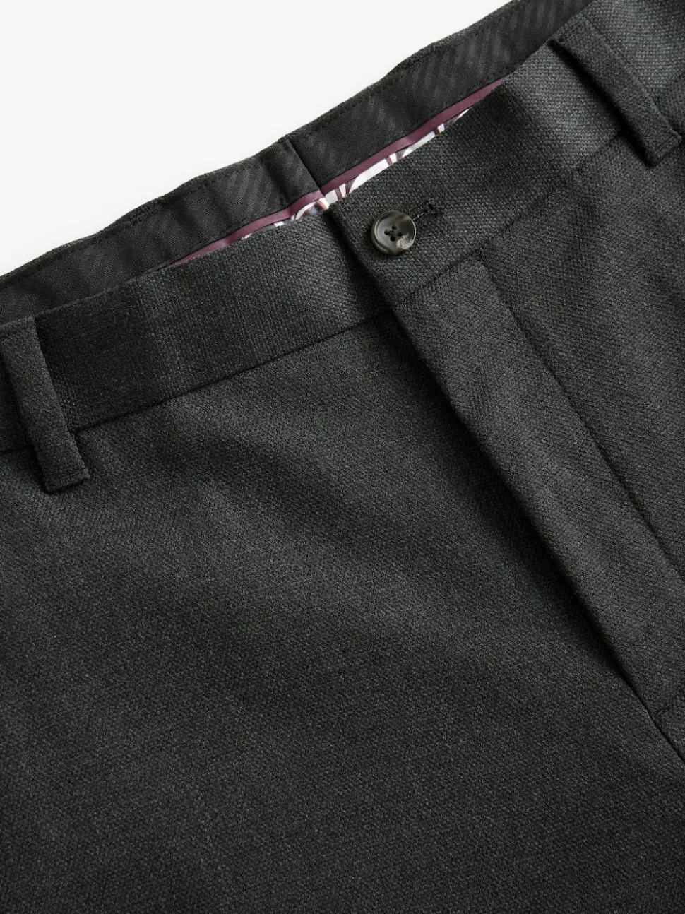 Charcoal Grey Regular Fit Smart Trousers With Wool