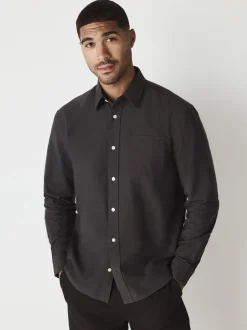Charcoal Grey Regular Fit Long Sleeve Oxford Shirt