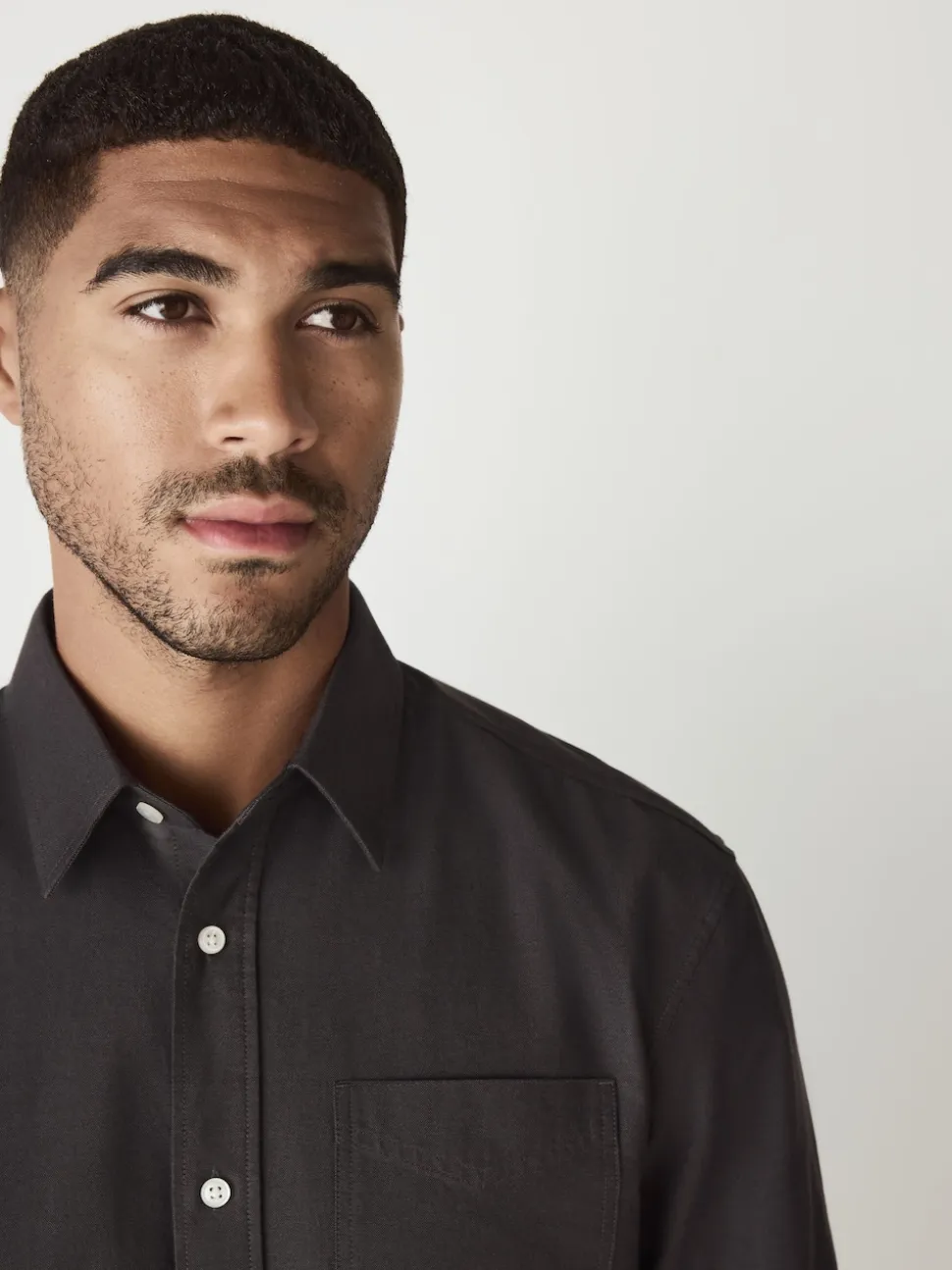 Charcoal Grey Regular Fit Long Sleeve Oxford Shirt