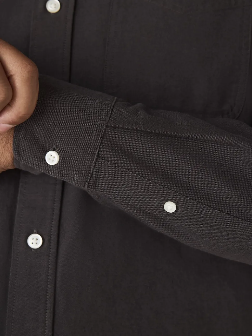 Charcoal Grey Regular Fit Long Sleeve Oxford Shirt