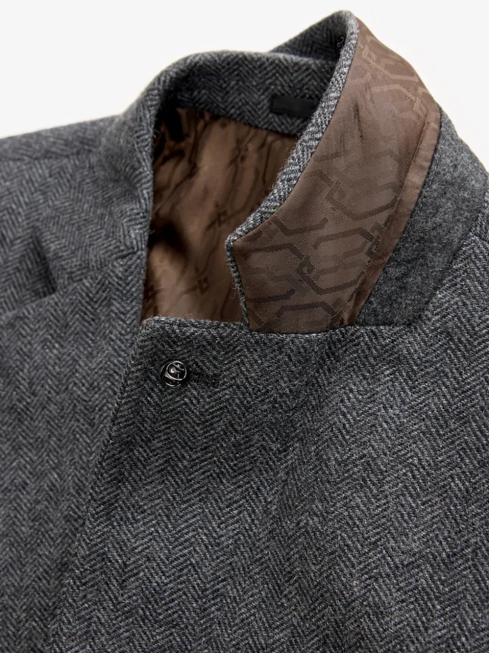 Charcoal Grey Regular Fit Wool Rich Herringbone Blazer