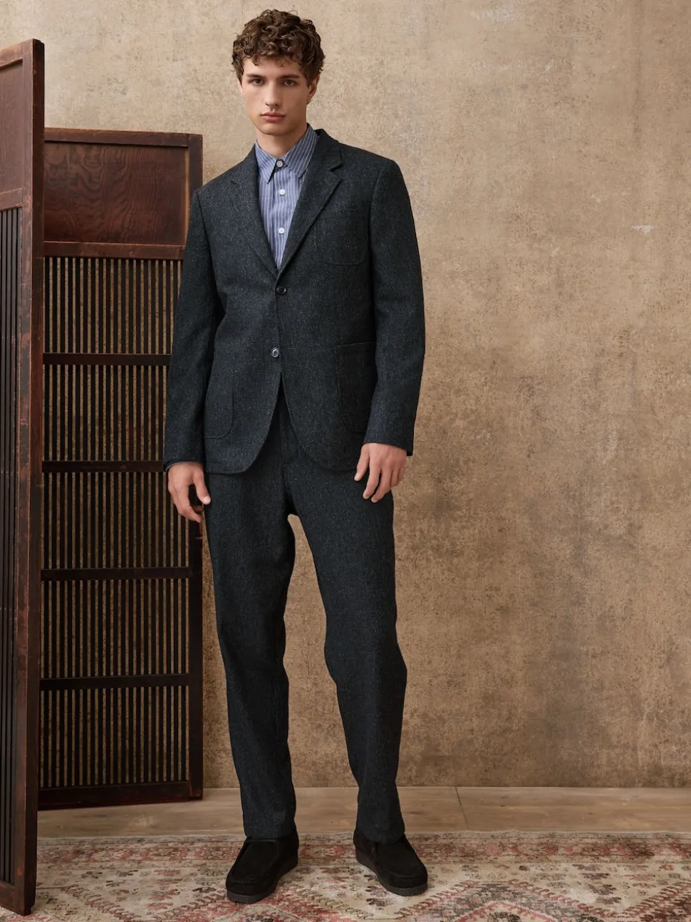Charcoal Grey Relaxed Fit Wool Blend Suit Trousers