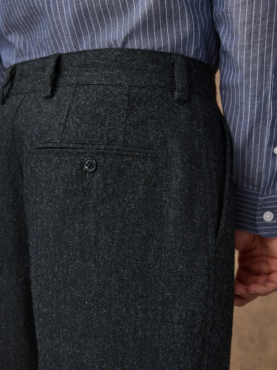 Charcoal Grey Relaxed Fit Wool Blend Suit Trousers
