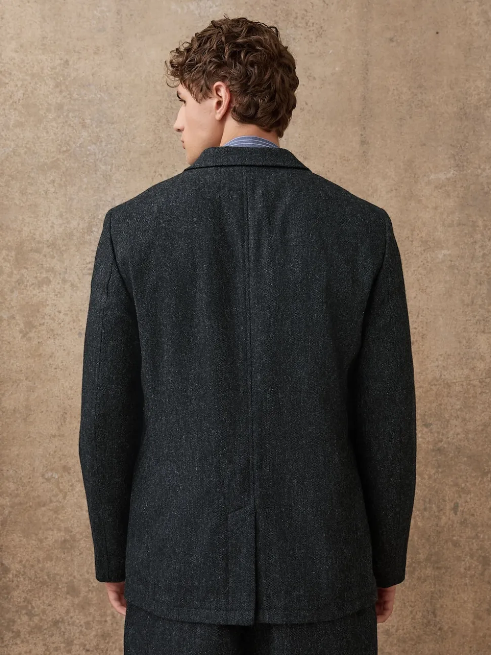 Charcoal Grey Relaxed Fit Wool Blend Suit Jacket