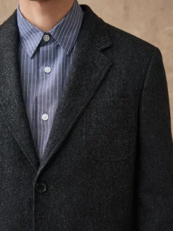 Charcoal Grey Relaxed Fit Wool Blend Suit Jacket