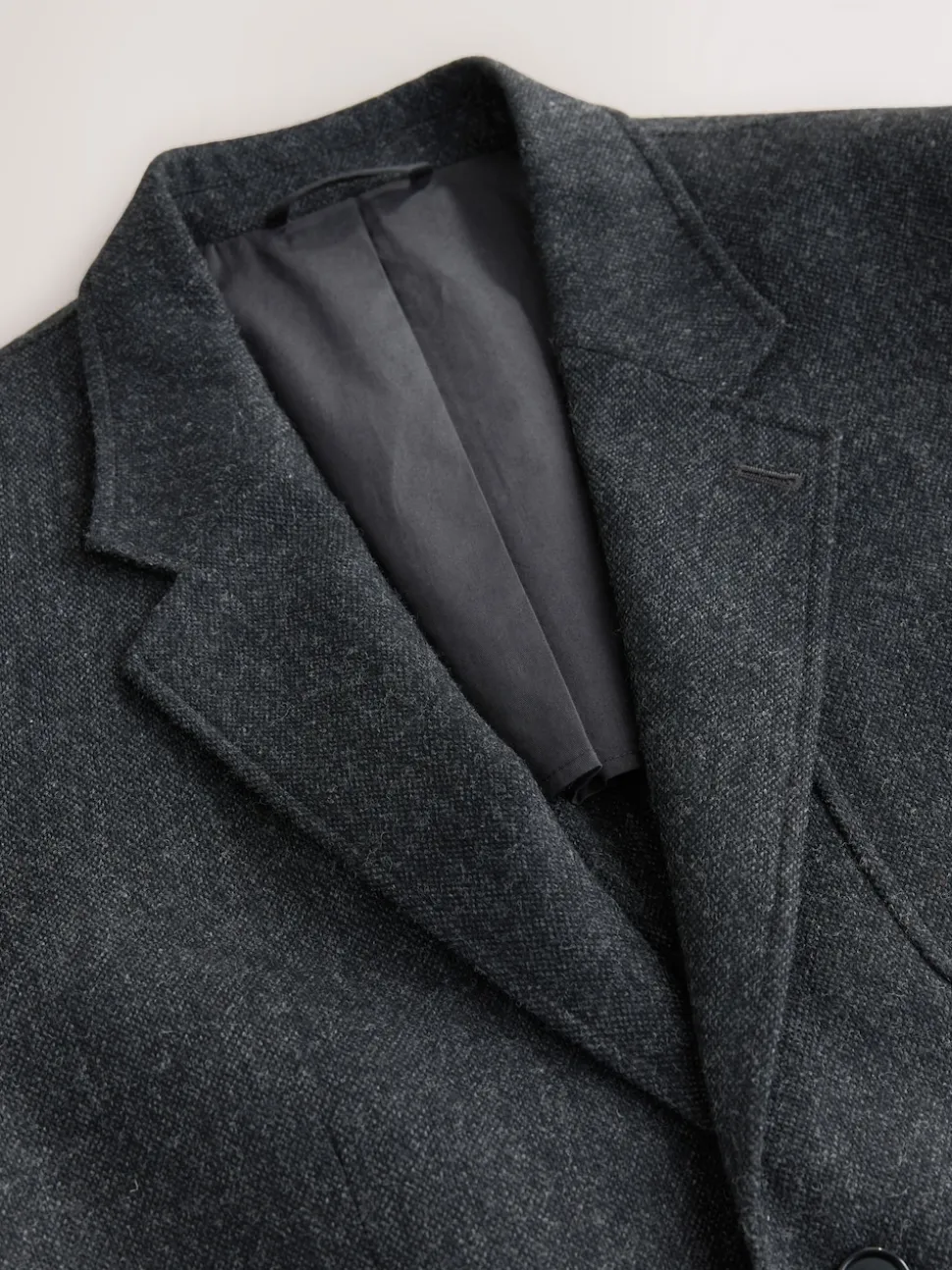 Charcoal Grey Relaxed Fit Wool Blend Suit Jacket