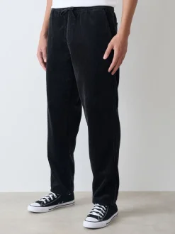 Charcoal Grey Relaxed Tapered Fit Corduroy Joggers