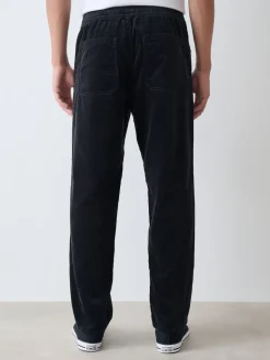 Charcoal Grey Relaxed Tapered Fit Corduroy Joggers