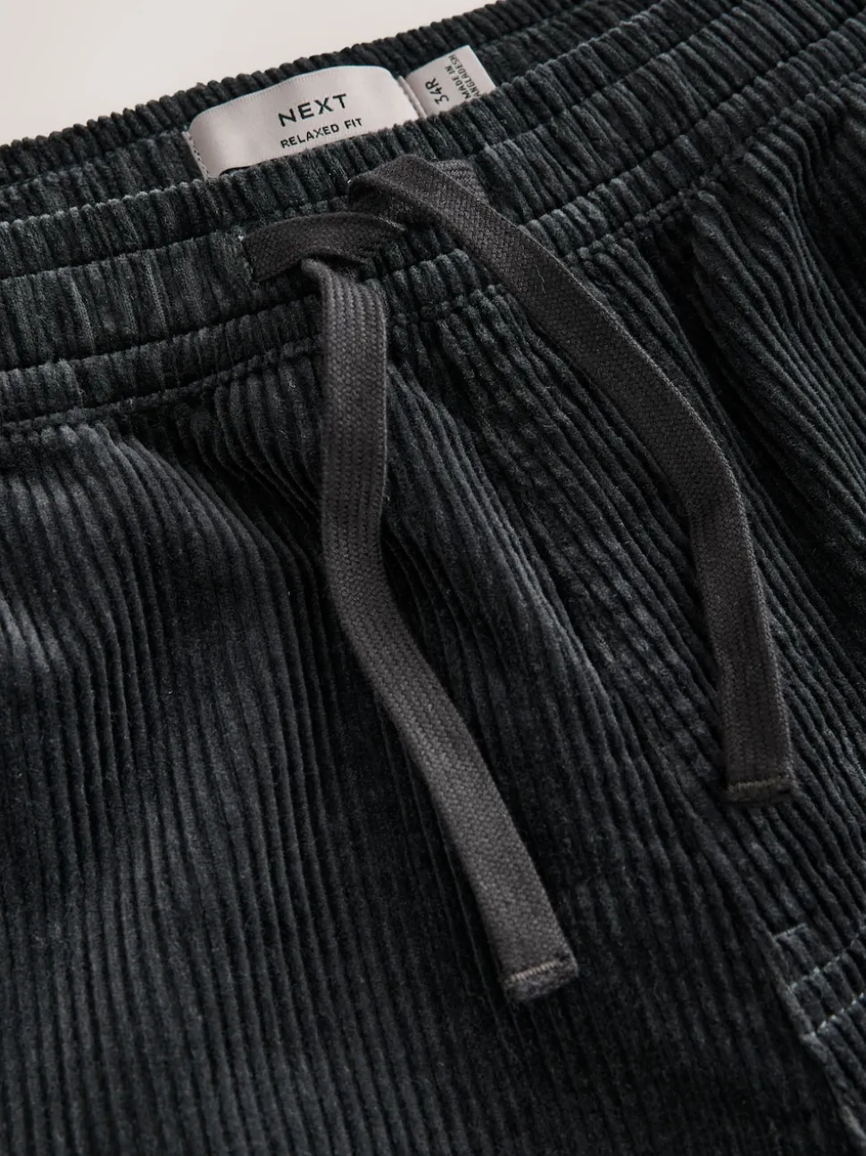 Charcoal Grey Relaxed Tapered Fit Corduroy Joggers