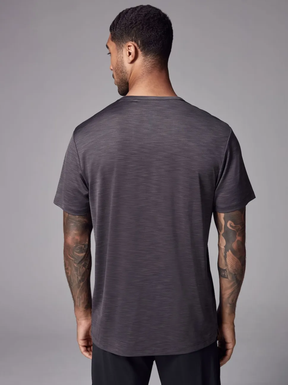 Charcoal Grey Short Sleeve Tee Active Gym Training Top