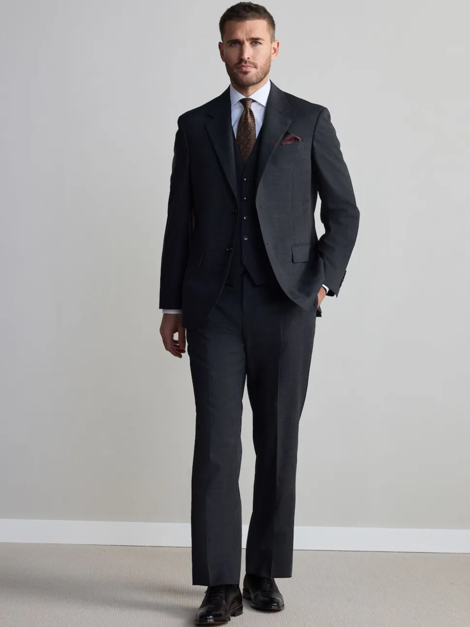 Charcoal Grey Signature Nova Fides Wool Waistcoat