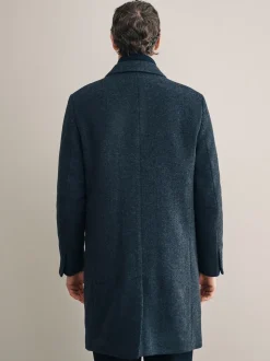 Charcoal Grey Signature Soft Touch Wool Rich Padded Italian Fabric Funnel Neck Coat
