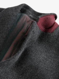 Charcoal Grey Signature Soft Touch Wool Rich Italian Fabric Epsom Overcoat With Cashmere