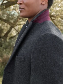 Charcoal Grey Signature Soft Touch Wool Rich Italian Fabric Epsom Overcoat With Cashmere