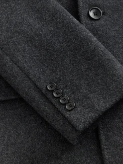 Charcoal Grey Signature Soft Touch Wool Rich Italian Fabric Epsom Overcoat With Cashmere