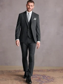 Charcoal Grey Signature Tollegno Suit Waistcoat