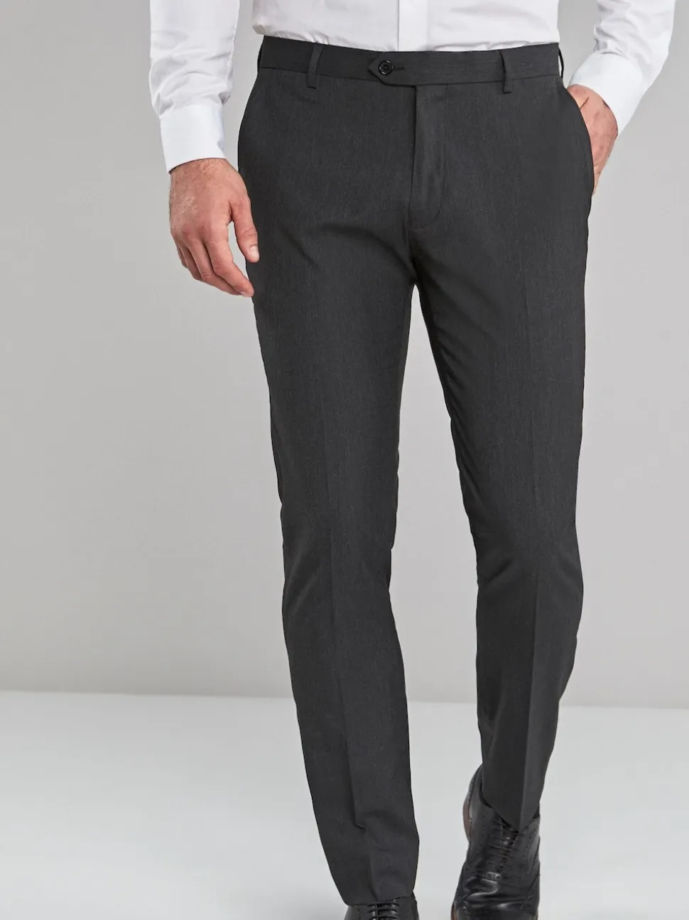 Charcoal Grey Skinny Fit Stretch Smart Trousers