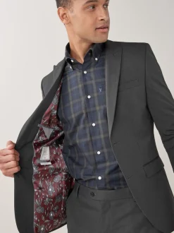 Charcoal Grey Skinny Fit Two Button Suit Jacket