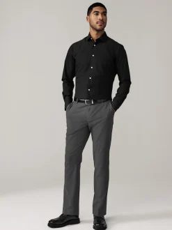 Charcoal Grey Slim Fit Elasticated Waist Motionflex Stretch Smart Trousers