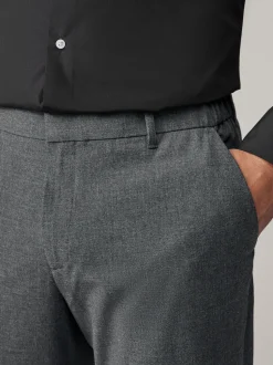 Charcoal Grey Slim Fit Elasticated Waist Motionflex Stretch Smart Trousers