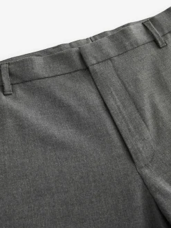 Charcoal Grey Slim Fit Elasticated Waist Motionflex Stretch Smart Trousers