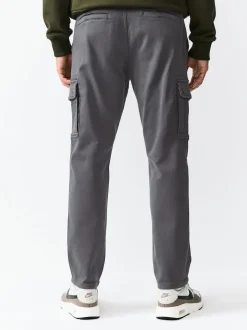 Charcoal Grey Slim Fit Slim Fit Motionflex Strech Cargo Trousers