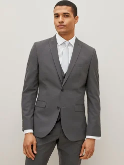 Charcoal Grey Slim Fit Two Button Suit Jacket