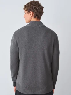 Charcoal Grey Stag Logo N.Premium Regular Fit 100% Cotton Premium Quarter Zip Jumper