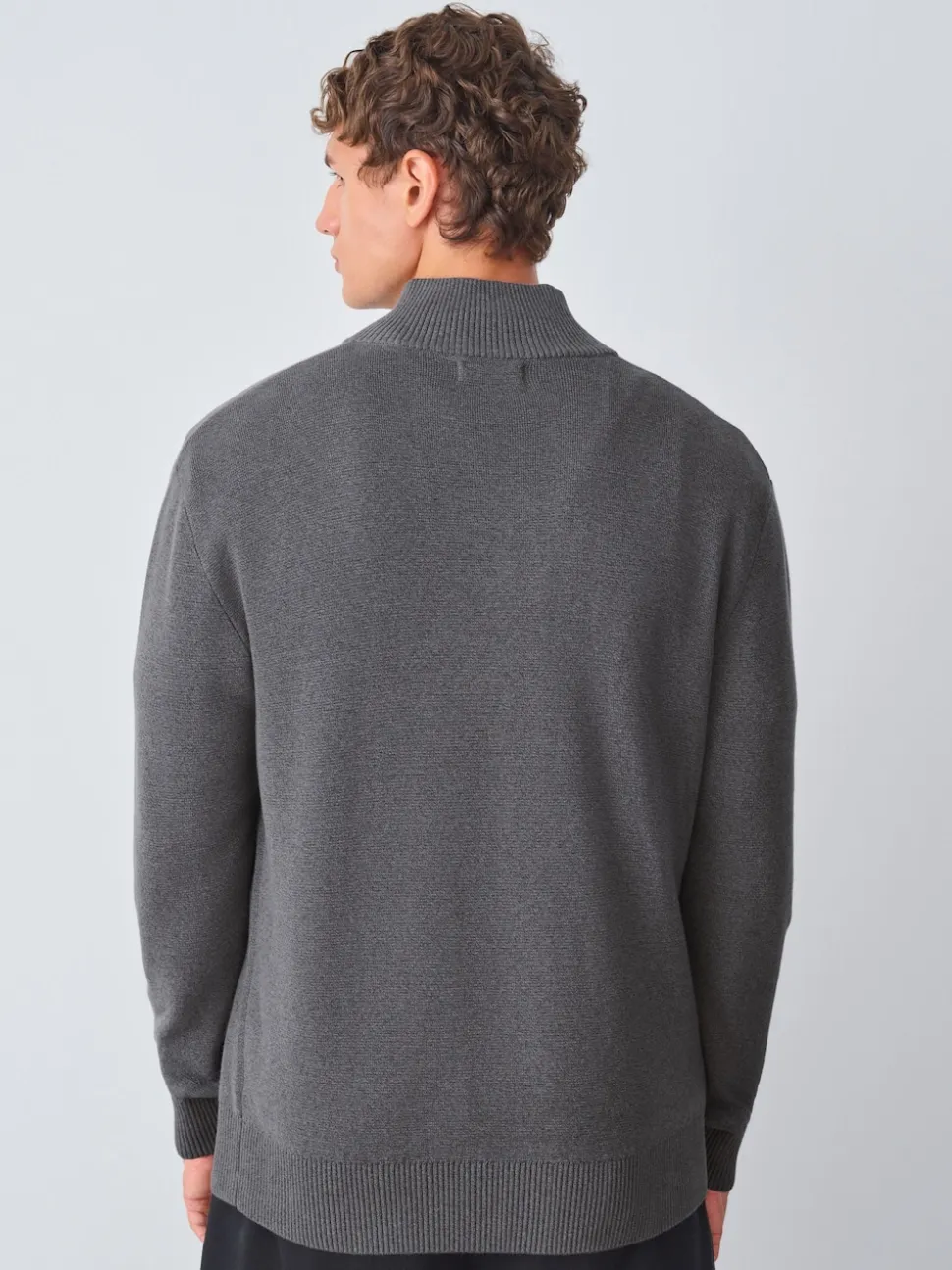 Charcoal Grey Stag Logo N.Premium Regular Fit 100% Cotton Premium Quarter Zip Jumper