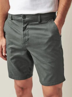 Charcoal Grey Straight Fit Stretch Chinos Shorts