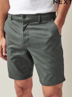 Charcoal Grey Straight Fit Stretch Chinos Shorts