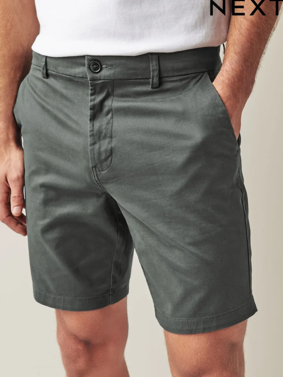 Charcoal Grey Straight Fit Stretch Chinos Shorts