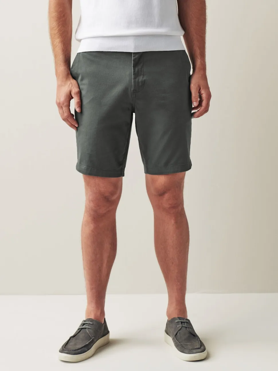 Charcoal Grey Straight Fit Stretch Chinos Shorts