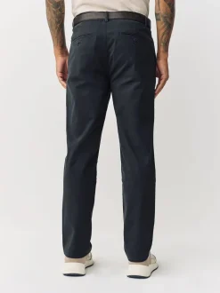 Charcoal Grey Straight Fit Belted Soft Touch Pleated Chino Trousers